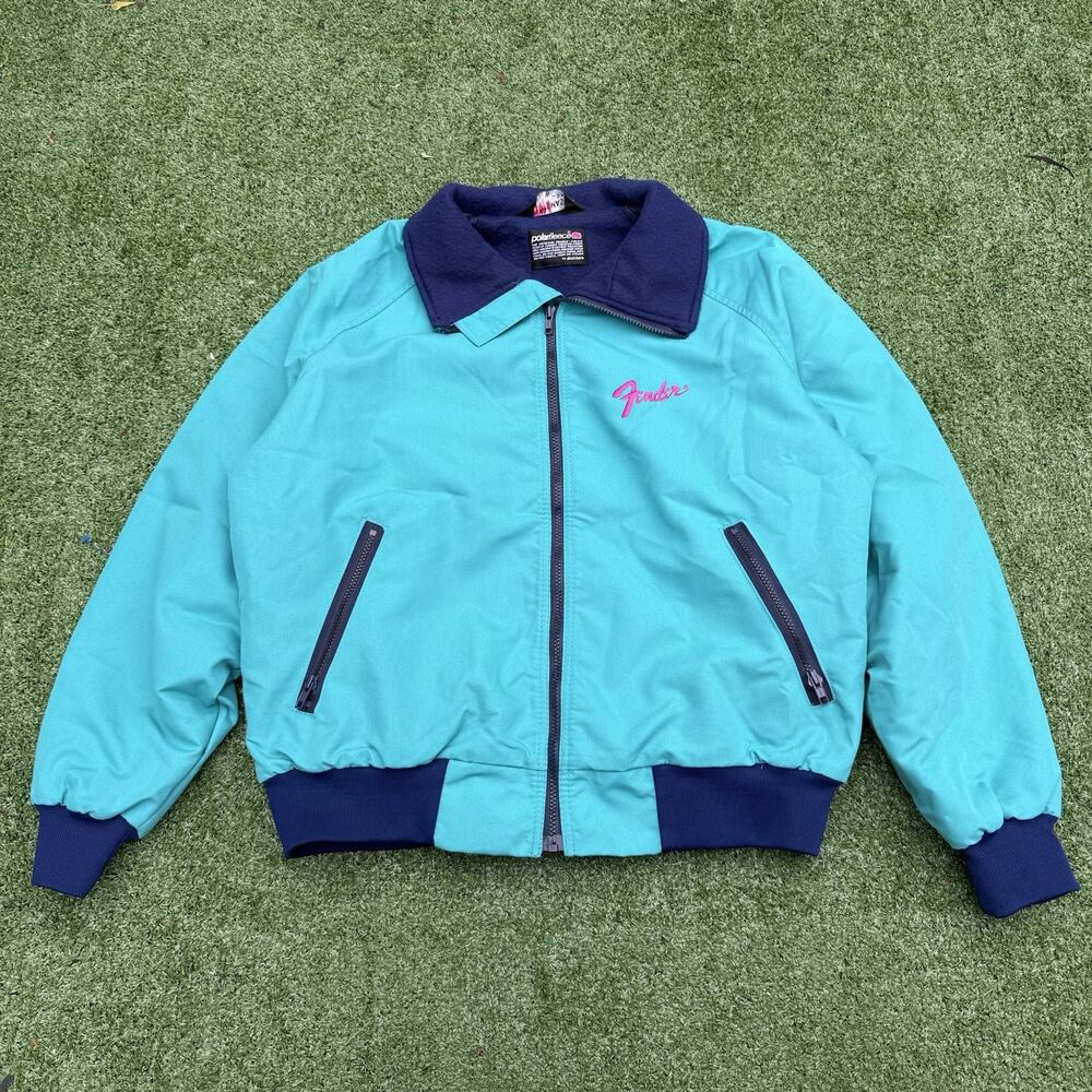 RARE Vintage 1980s Sportsmaster USA Fender Jacket Size XL Made In USA Turquoise